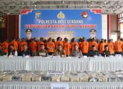 Polresta Deli Serdang Memusnakan  Pengunkapan Barang Bukti  54, 355,79 kg Glam Narkoba
